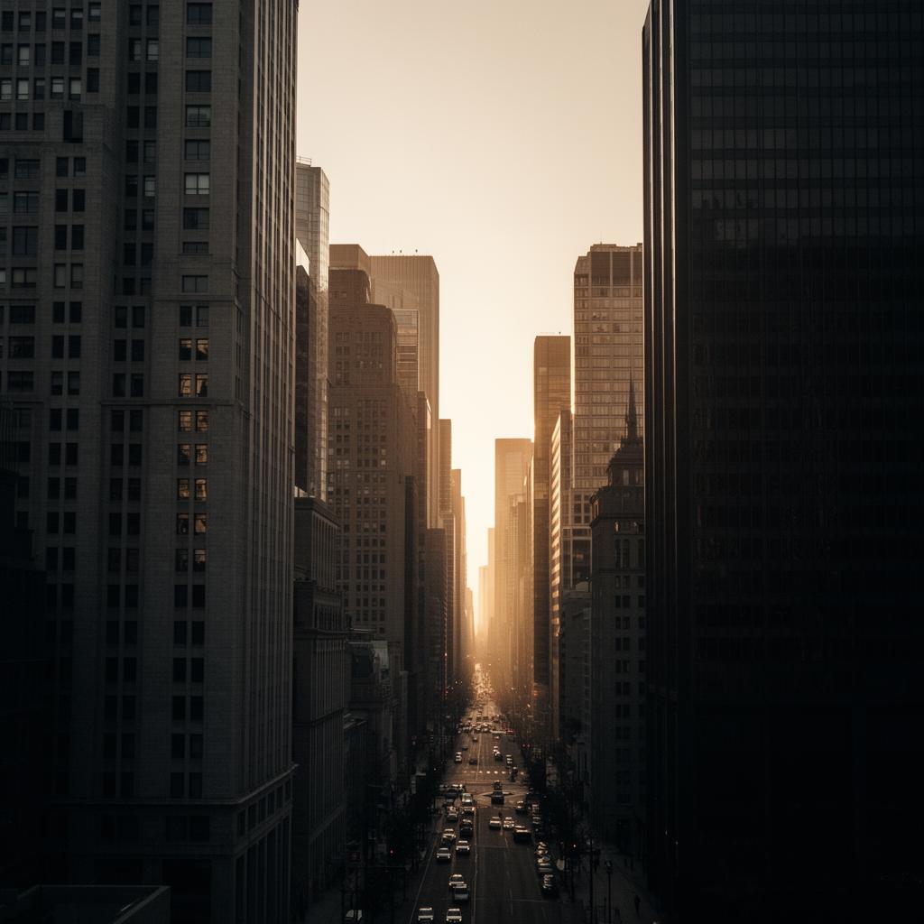 Ontario financial district skyline at golden hour